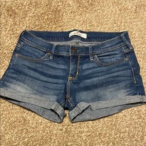 Hollister Dark Blue Rolled-Hem Denim Shorts